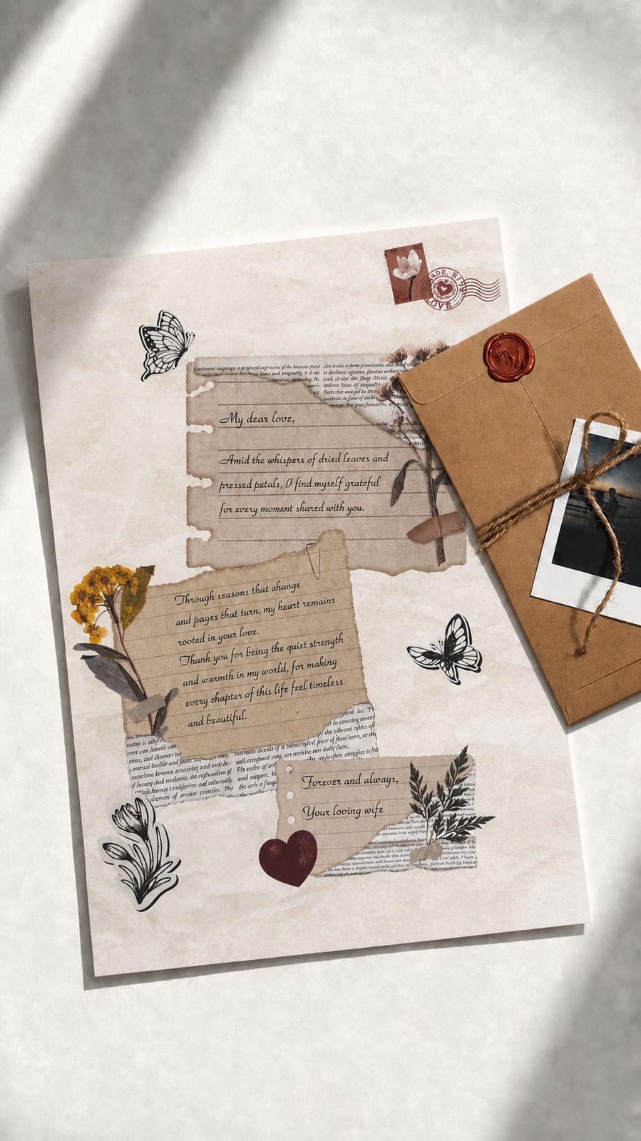 Custom letter with envelope and polaroid